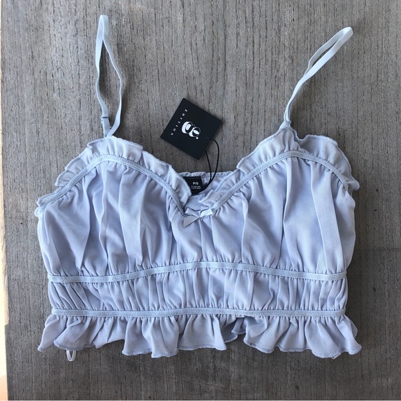 Dainty Light-Blue Cropped Mesh Camisole - Picture 4 of 6